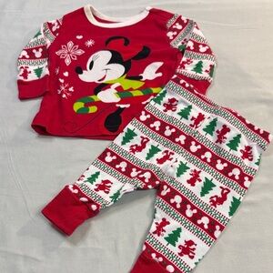 Disney - Festive Mickey Mouse Red and White Pajama Set